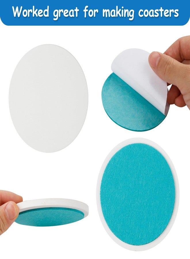 Varpotle 16 Pcs Self Adhesive Felt for Coasters Bulk, 3.54"x 3.54" Cork Coasters Alternative Thickened (2mm), 4 Colors Round Felt Backing for 4"x 4" Coaster Ceramic Tiles, DIY Coasters Craft Accessories - Image 2